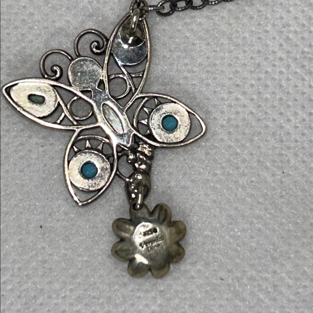 NWOT Carolyn Pollack Sterling Silver Multi Gemstone Butterfly Flower Necklace - Picture 5 of 7